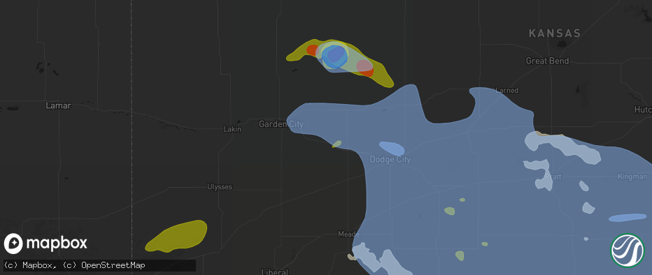 Hail map in Ingalls, KS on June 1, 2026