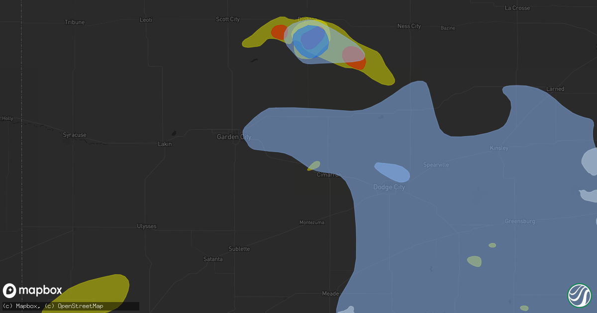 Hail map in Ingalls, KS on June 1, 2026