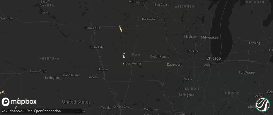 Hail map in Iowa on June 1, 2026