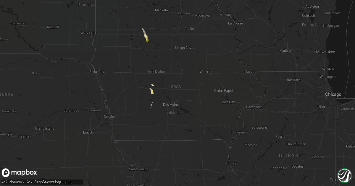 Hail map in Iowa on June 1, 2026