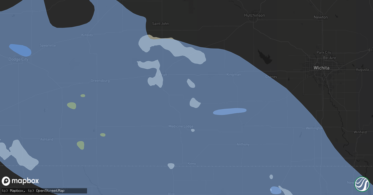 Hail map in Isabel, KS on June 1, 2026