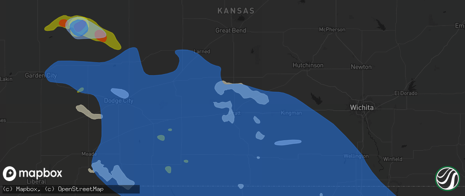 Hail map in Iuka, KS on June 1, 2026