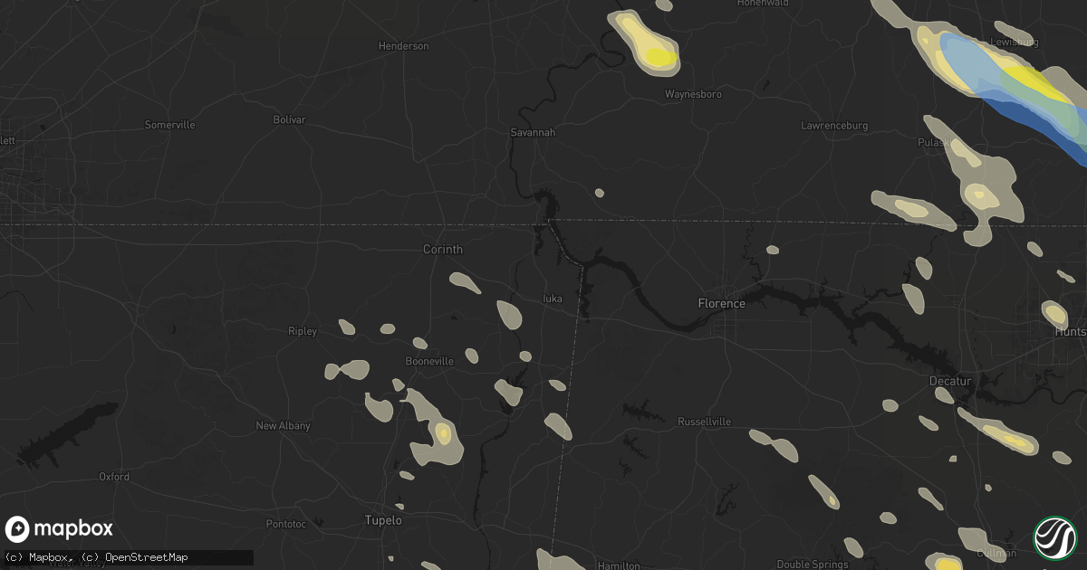 Hail map in Iuka, MS on June 1, 2026