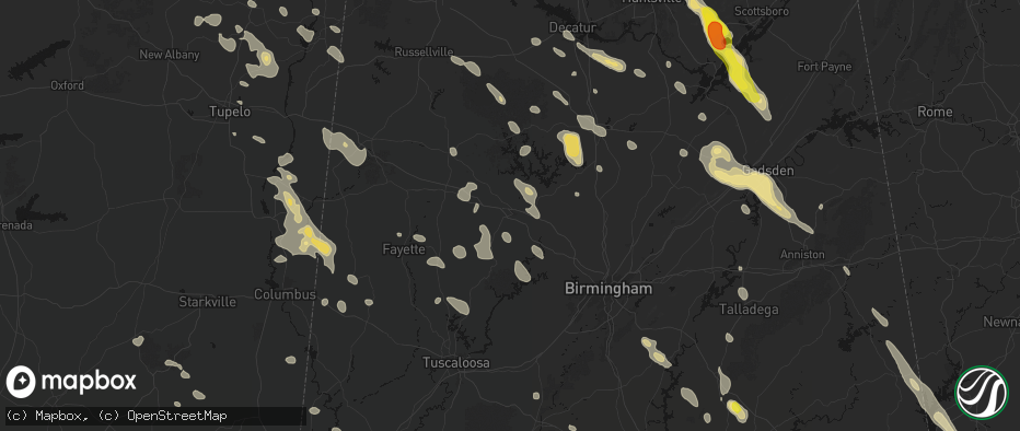 Hail map in Jasper, AL on June 1, 2026