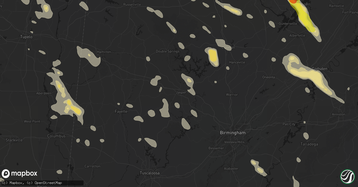 Hail map in Jasper, AL on June 1, 2026