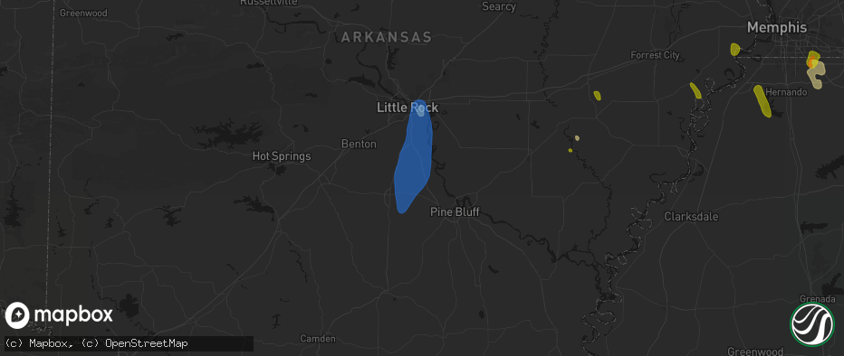 Hail map in Jefferson, AR on June 1, 2026