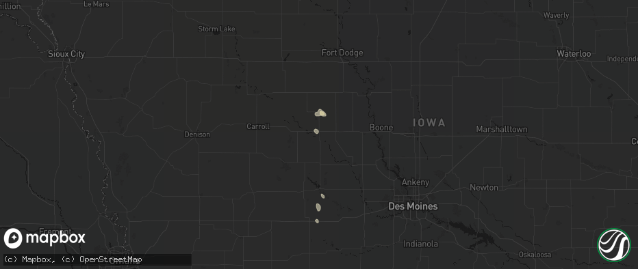 Hail map in Jefferson, IA on June 1, 2026
