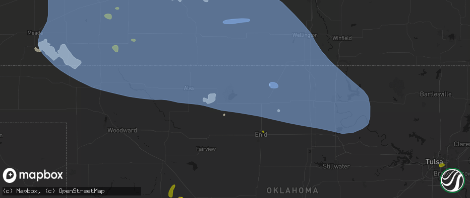 Hail map in Jet, OK on June 1, 2026