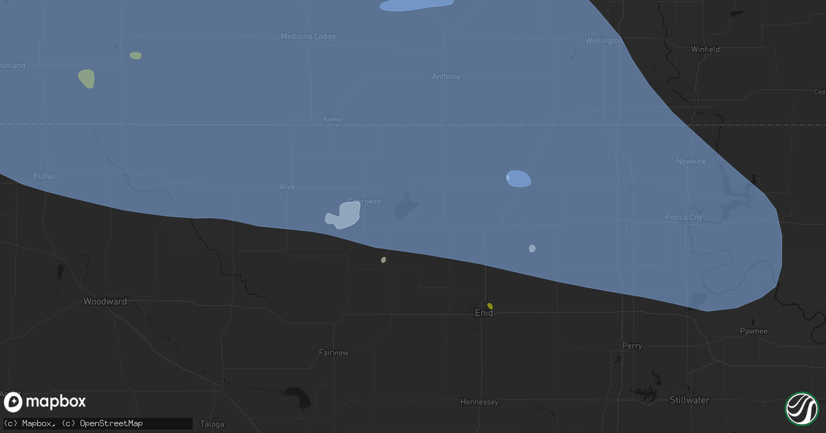 Hail map in Jet, OK on June 1, 2026