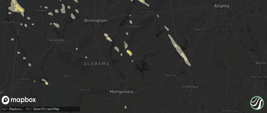 Hail map in Kellyton, AL on June 1, 2026