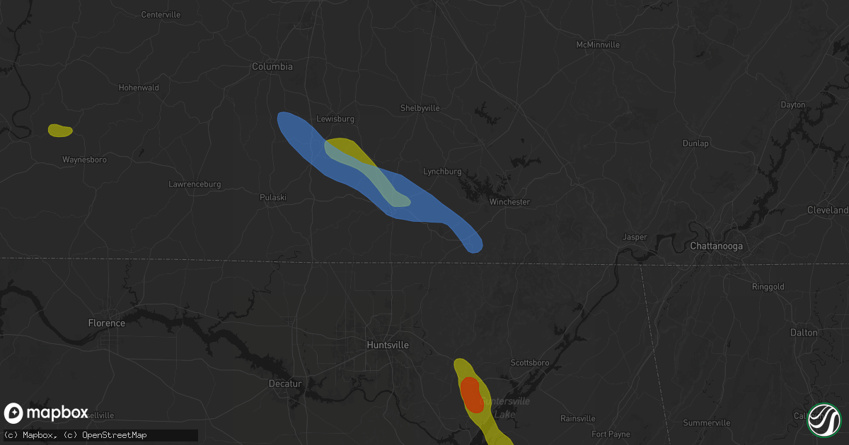 Hail map in Kelso, TN on June 1, 2026