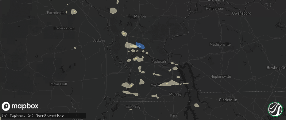 Hail map in Kevil, KY on June 1, 2026
