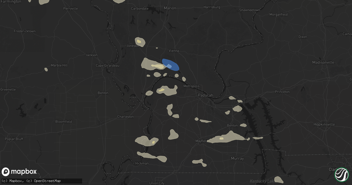 Hail map in Kevil, KY on June 1, 2026