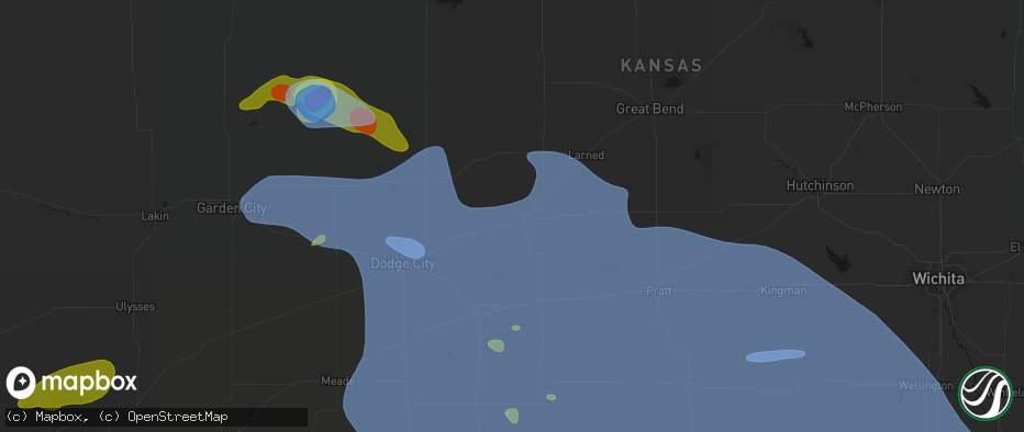 Hail map in Kinsley, KS on June 1, 2026