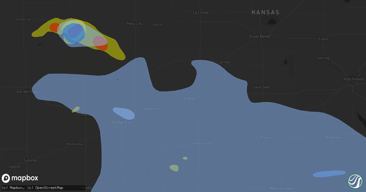 Hail map in Kinsley, KS on June 1, 2026
