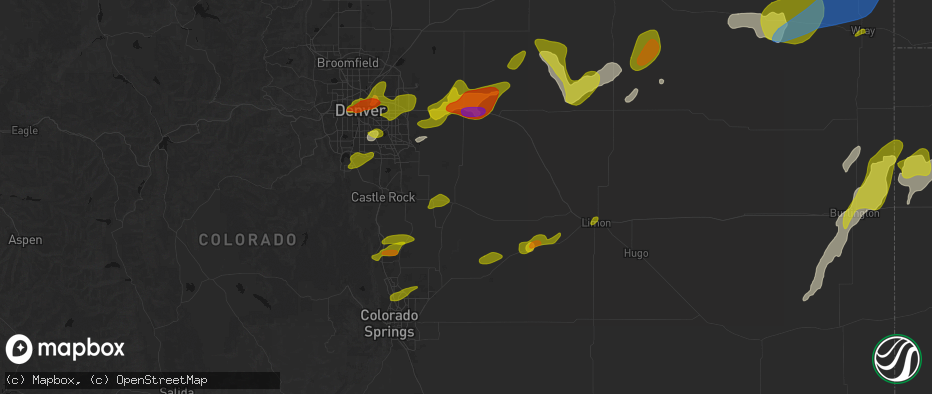 Hail map in Kiowa, CO on June 1, 2026