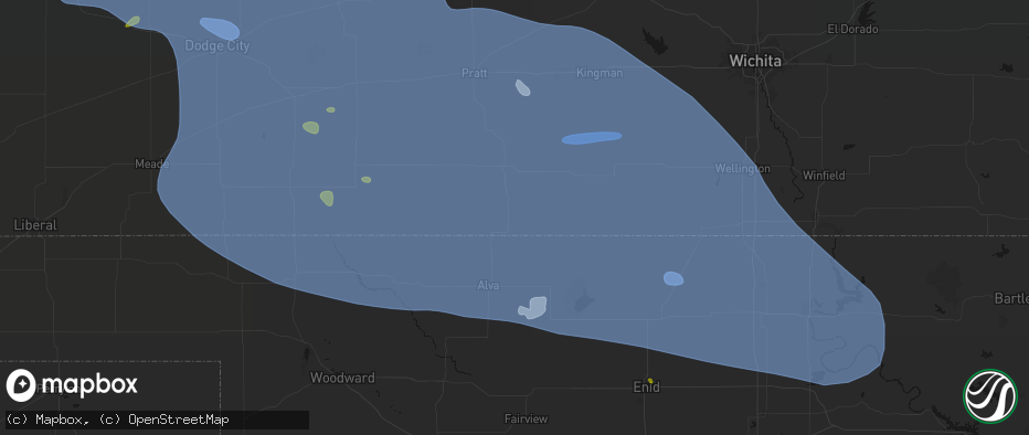 Hail map in Kiowa, KS on June 1, 2026