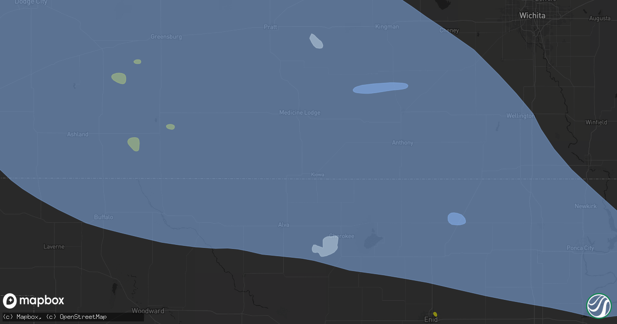 Hail map in Kiowa, KS on June 1, 2026