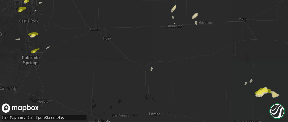 Hail map in Kit Carson, CO on June 1, 2026