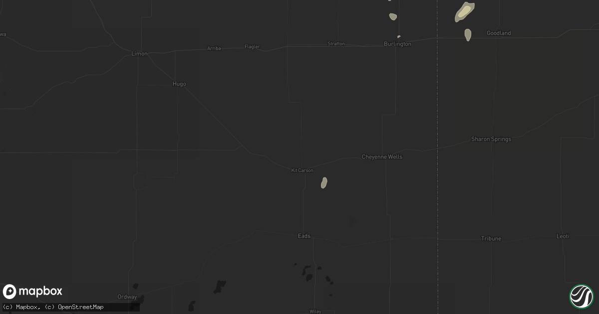 Hail map in Kit Carson, CO on June 1, 2026