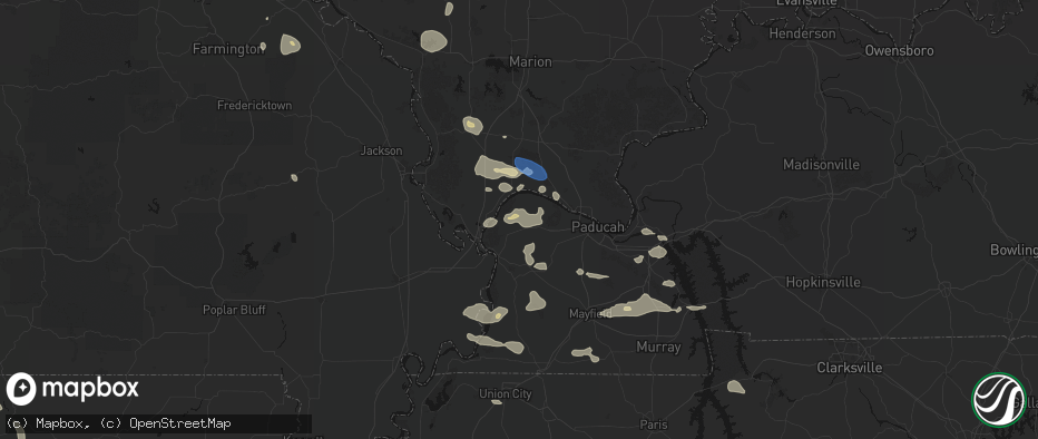 Hail map in La Center, KY on June 1, 2026