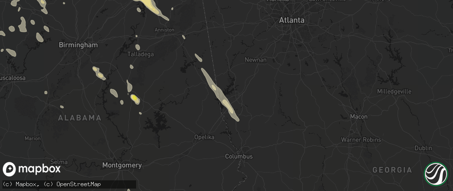 Hail map in Lagrange, GA on June 1, 2026