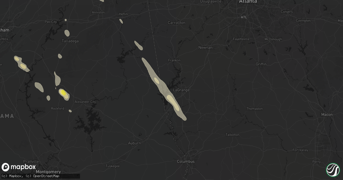 Hail map in Lagrange, GA on June 1, 2026