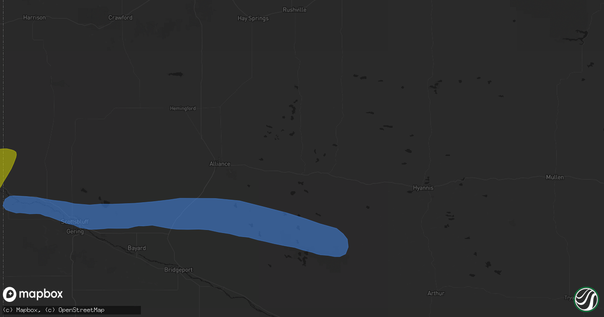 Hail map in Lakeside, NE on June 1, 2026