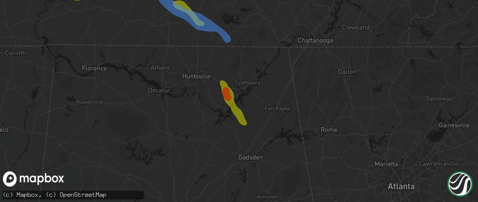 Hail map in Langston, AL on June 1, 2026