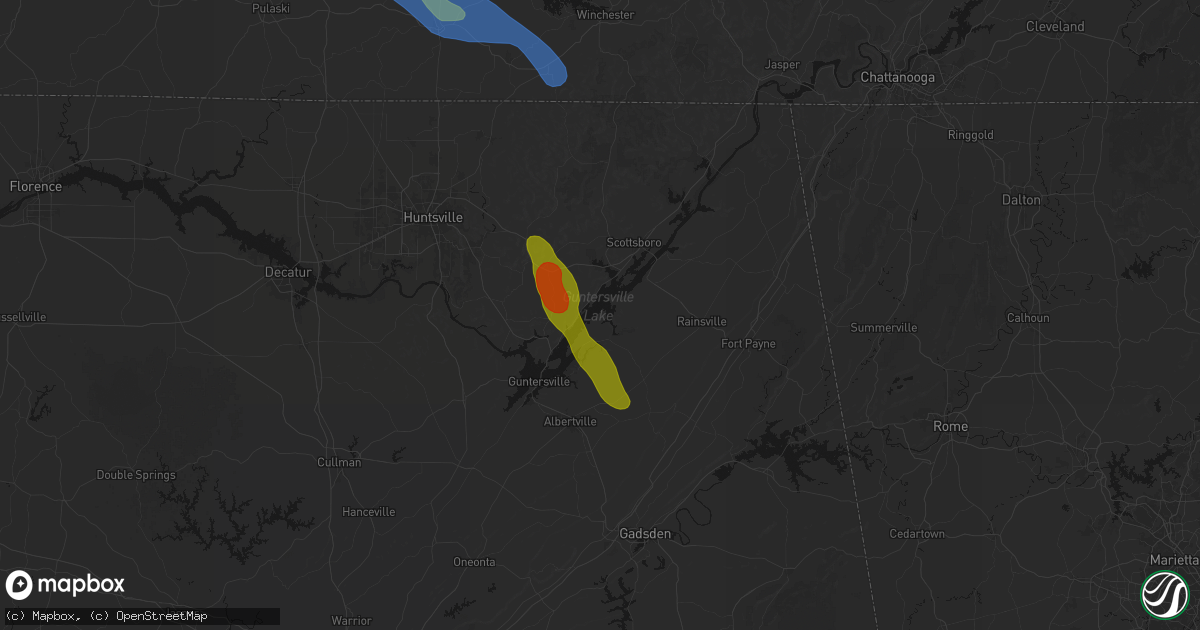 Hail map in Langston, AL on June 1, 2026