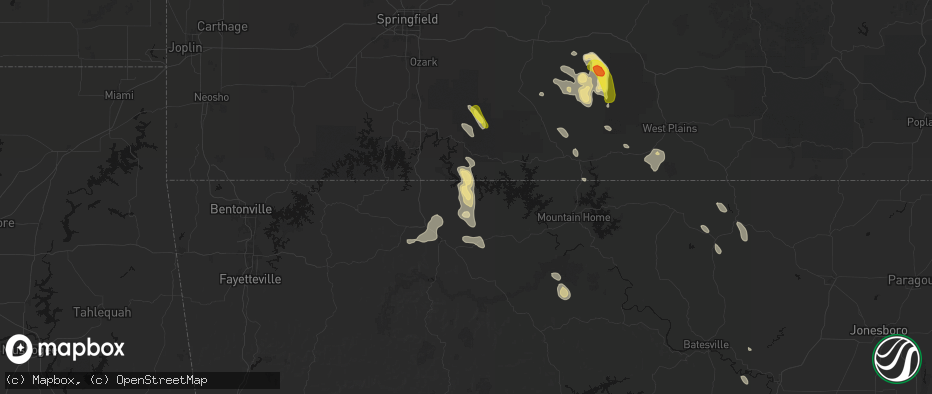 Hail map in Lead Hill, AR on June 1, 2026