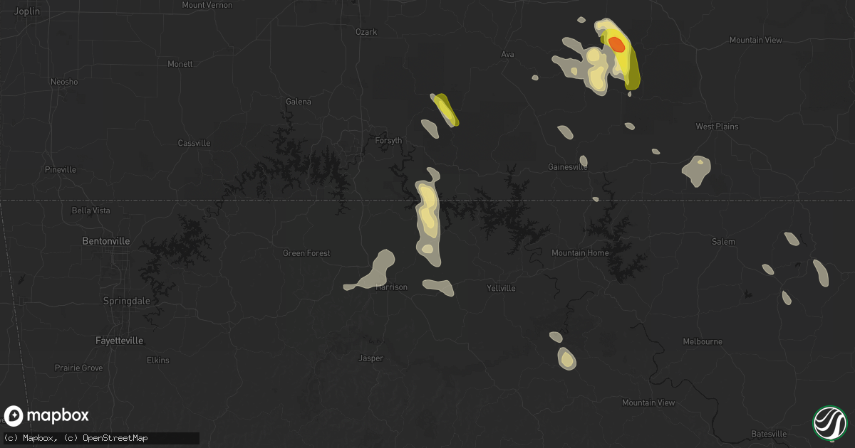 Hail map in Lead Hill, AR on June 1, 2026