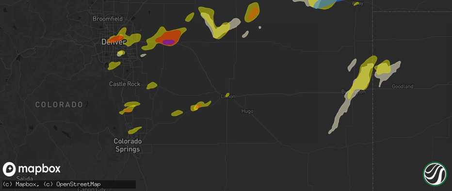 Hail map in Limon, CO on June 1, 2026