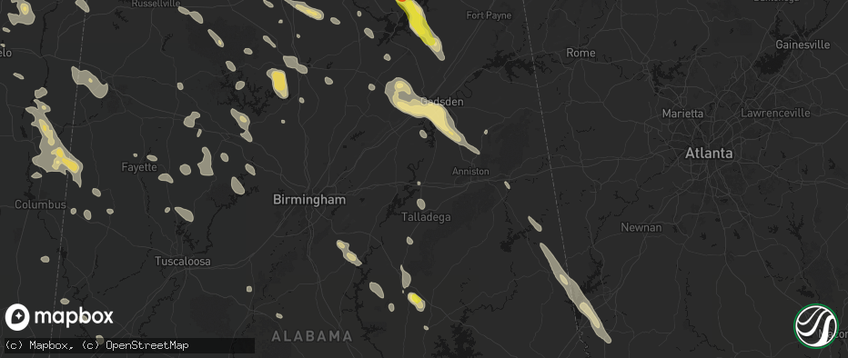 Hail map in Lincoln, AL on June 1, 2026