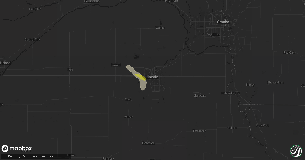 Hail map in Lincoln, NE on June 1, 2026