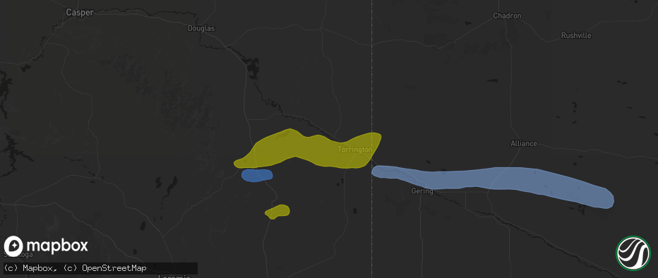 Hail map in Lingle, WY on June 1, 2026