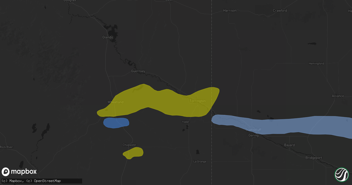 Hail map in Lingle, WY on June 1, 2026