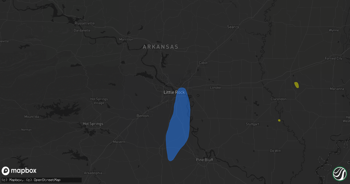 Hail map in Little Rock, AR on June 1, 2026