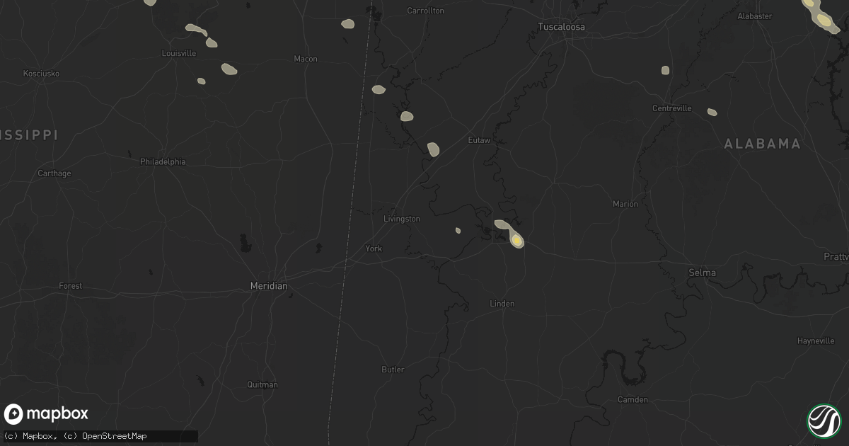 Hail map in Livingston, AL on June 1, 2026