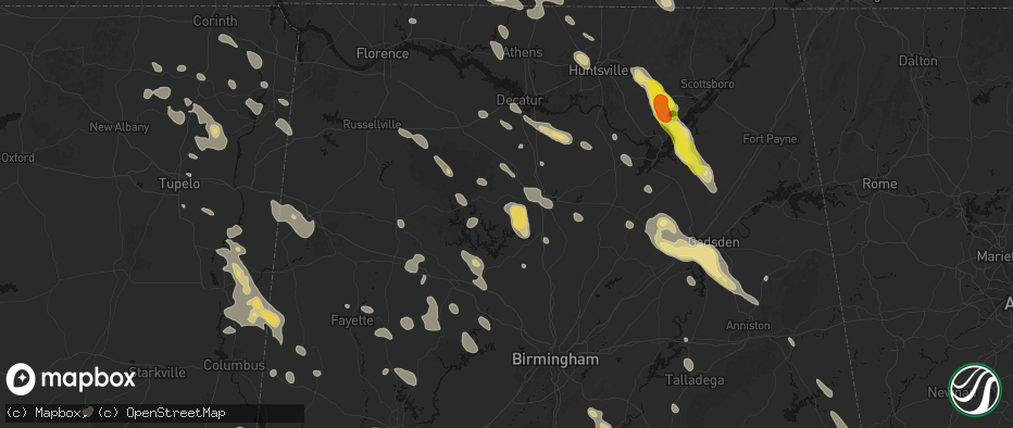 Hail map in Logan, AL on June 1, 2026