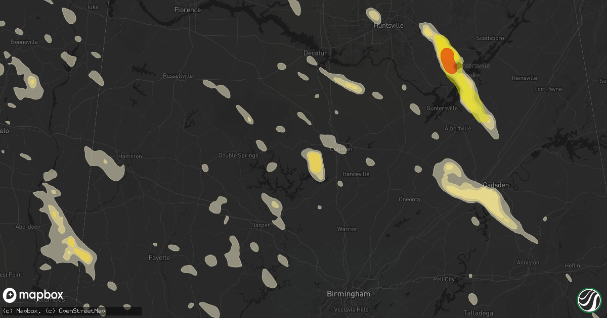 Hail map in Logan, AL on June 1, 2026