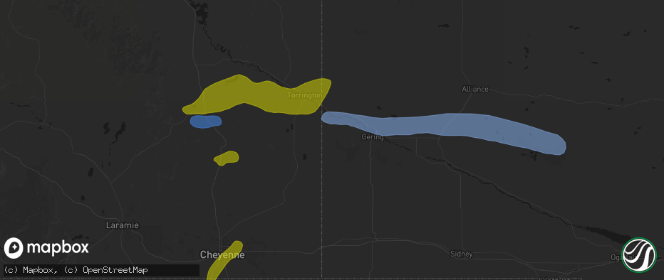 Hail map in Lyman, NE on June 1, 2026