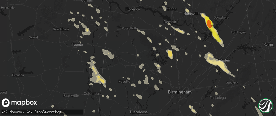 Hail map in Lynn, AL on June 1, 2026
