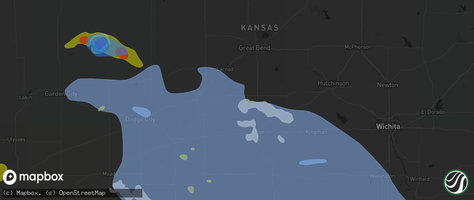 Hail map in Macksville, KS on June 1, 2026