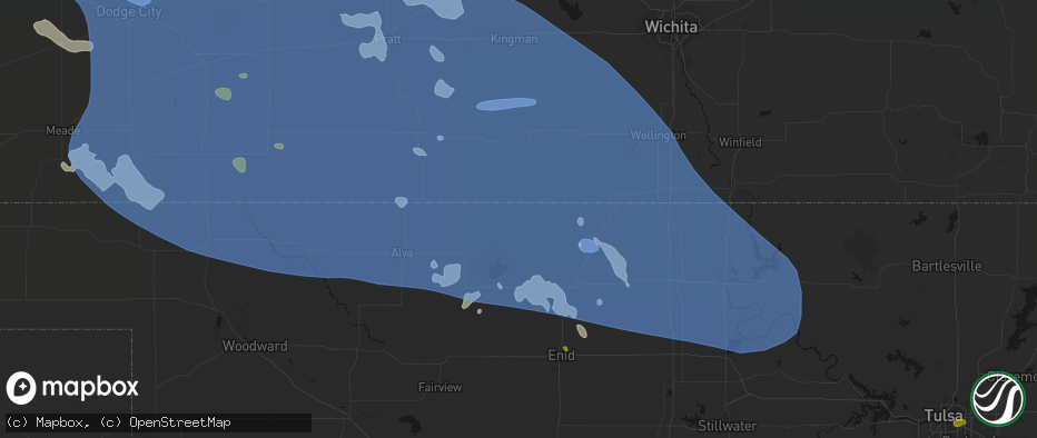 Hail map in Manchester, OK on June 1, 2026