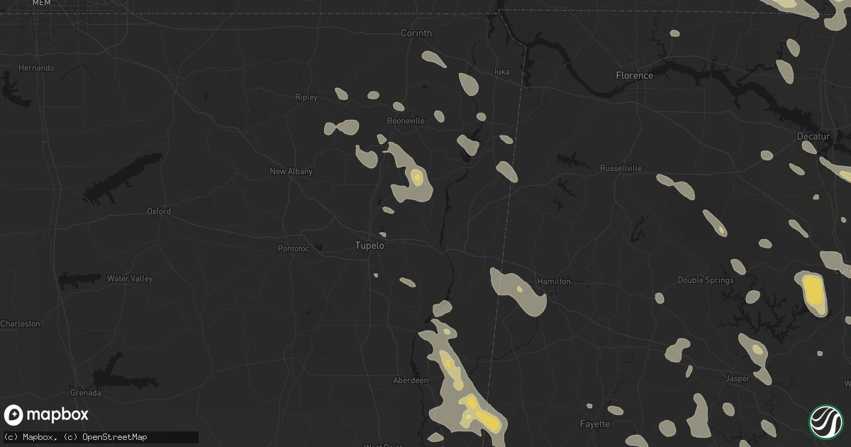 Hail map in Mantachie, MS on June 1, 2026