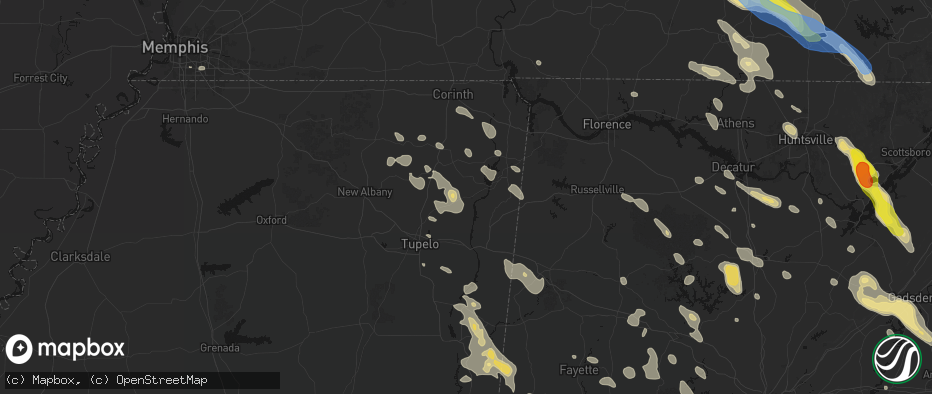 Hail map in Marietta, MS on June 1, 2026