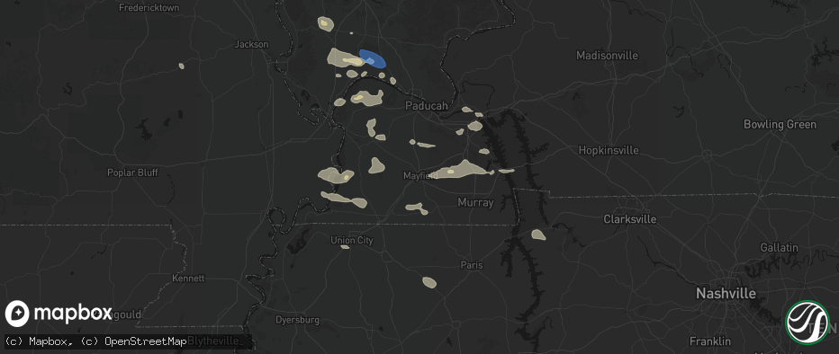 Hail map in Mayfield, KY on June 1, 2026
