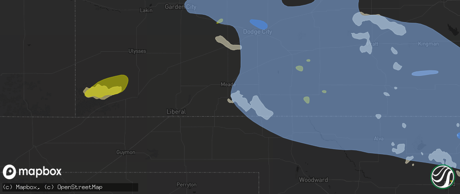 Hail map in Meade, KS on June 1, 2026