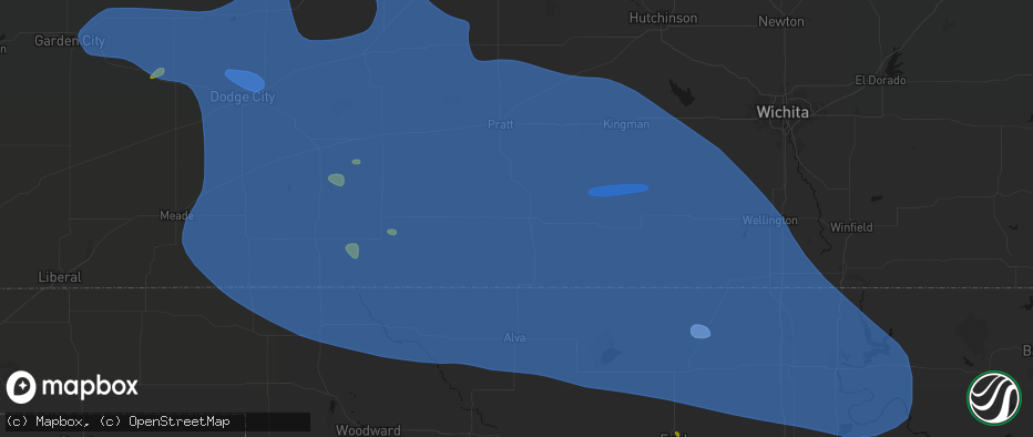 Hail map in Medicine Lodge, KS on June 1, 2026